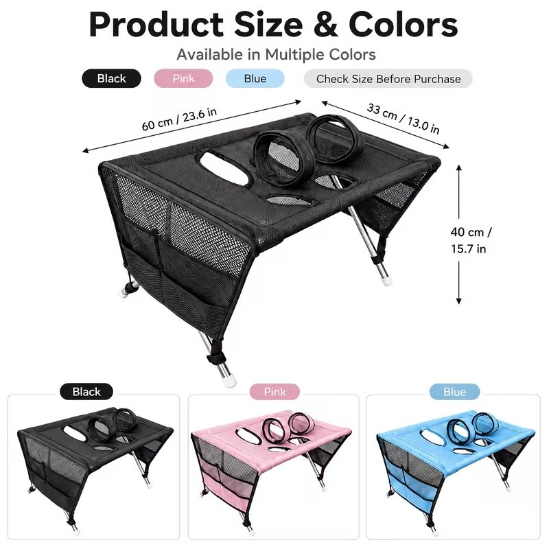 Size 23.6 x 13.0 x 15.7 in, colors black, pink, blue